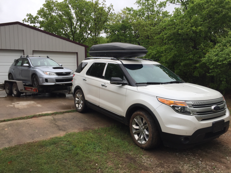 The yard area wasn’t big enough to maneuver the car hauler into place with the box truck. The Explorer was pressed into duty as a yard truck.